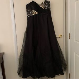 Black Full Length Strapless Dress